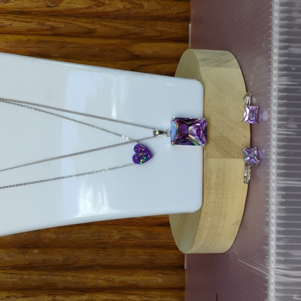 Large,lavender cz ,with matching earrings,(heart.necklace NOT AVAILABLE!